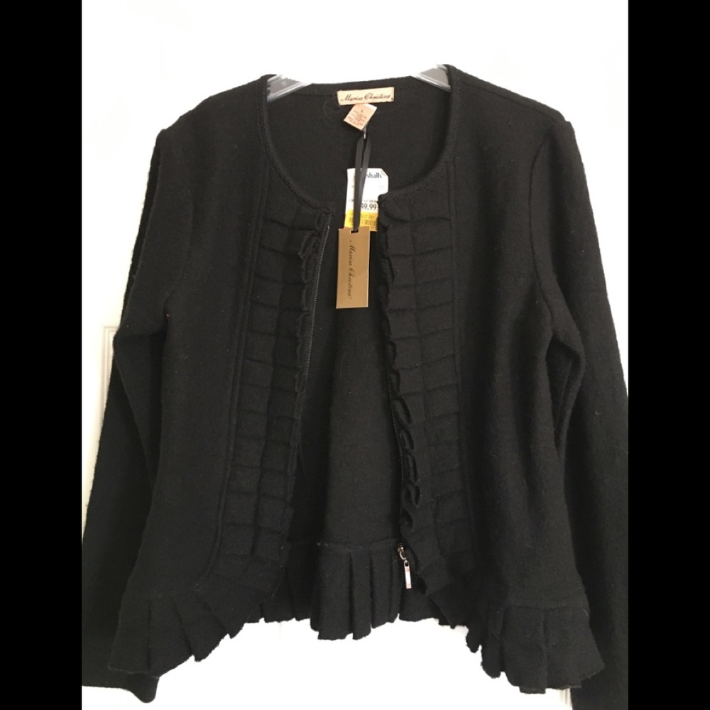 Black wool zip cardigan